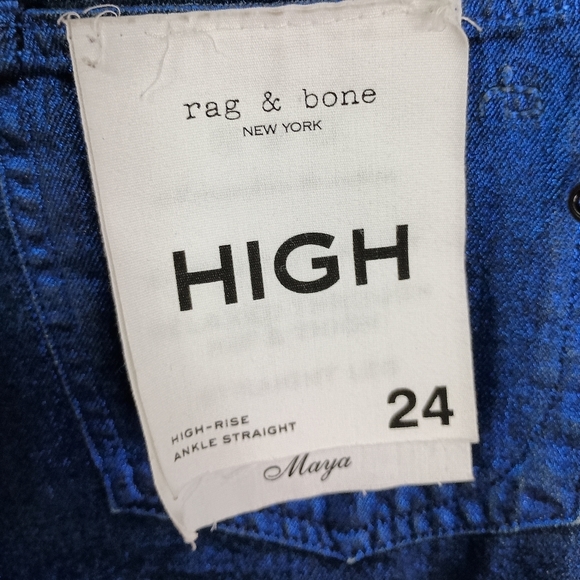 NWT Rag & Bone Maya High Rise Ankle Straight  Jean in Metallic Indigo $355 💙 24 - Picture 10 of 16